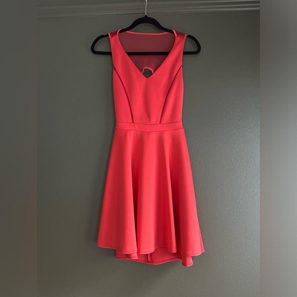 Coral Mesh Back Dress